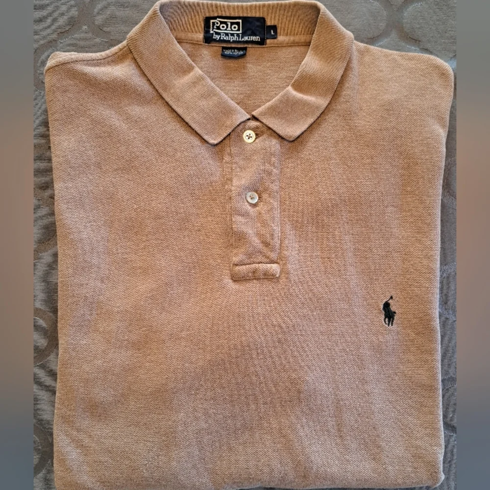 Ralph Lauren Light Brown Men's Large Short SL Polo Shirt Made In Bolivia